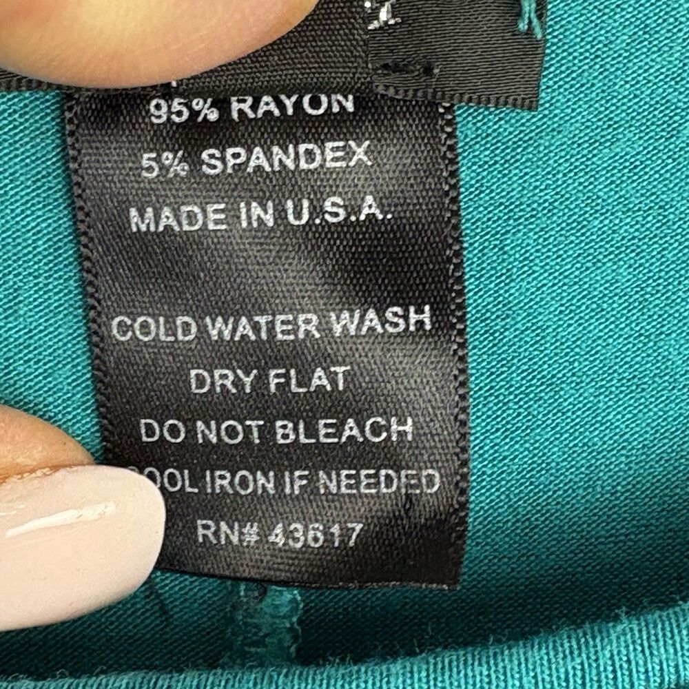 Vintage Y2K 2000s Top Women L Turquoise Blue Drape Stretch Office Siren USA Made - Picture 4 of 10